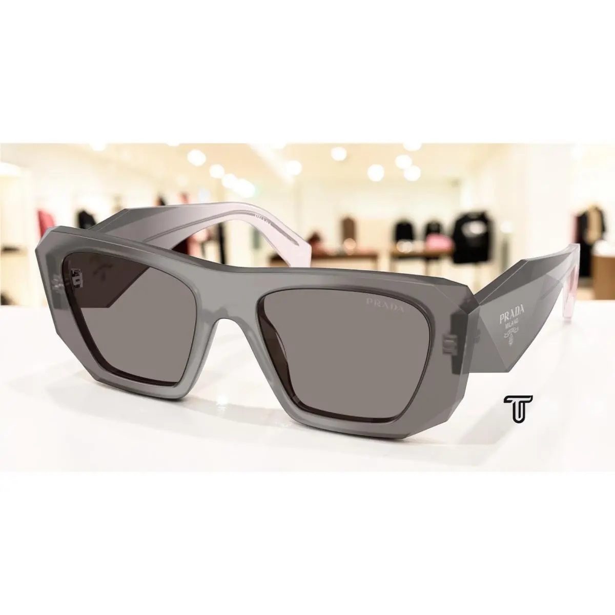 Prada PR B18SF 20F80Q Grey Dark Grey 53 mm Women`s Sunglasses