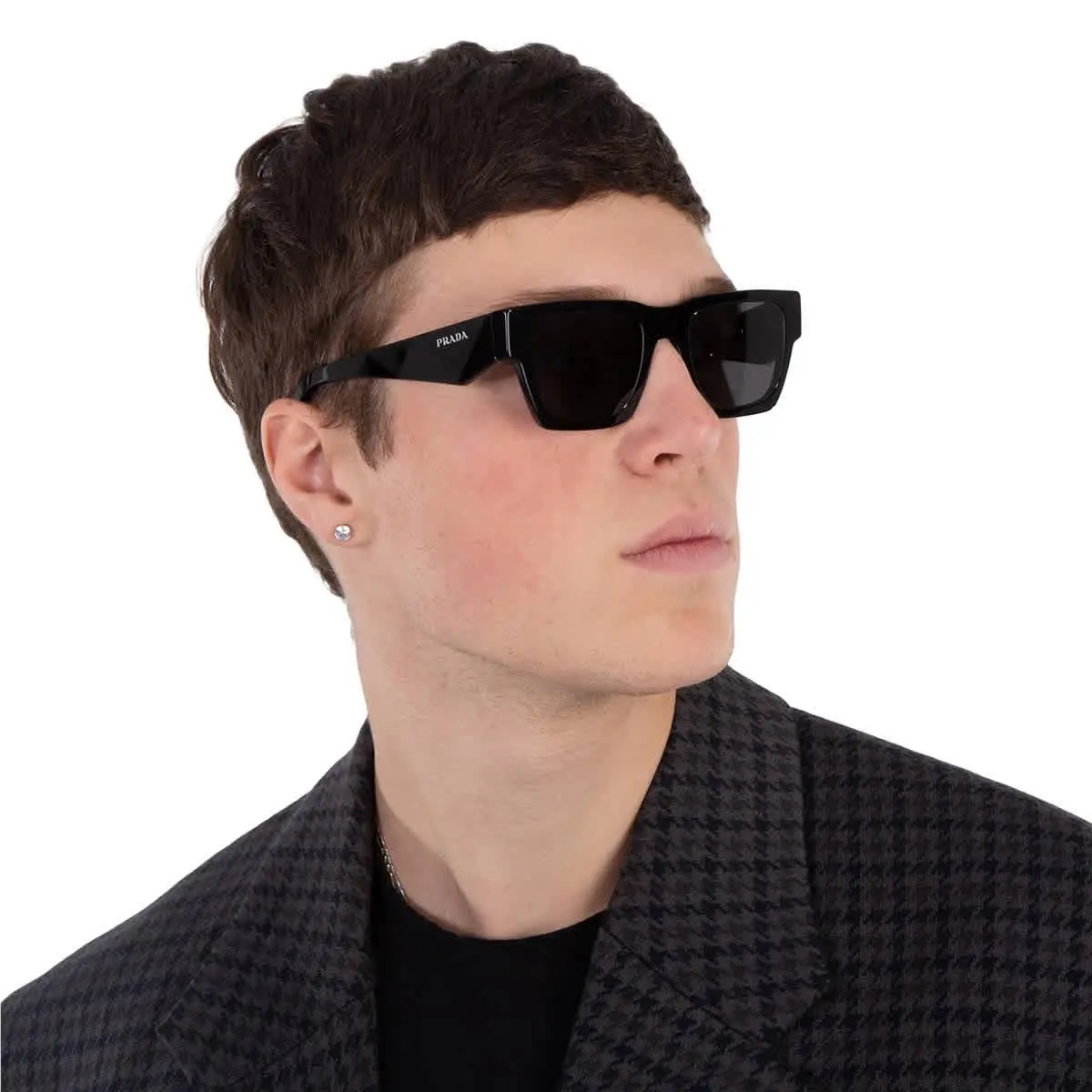 Prada Grey Square Men`s Sunglasses PR A06S 16K08Z 50 PR A06S 16K08Z 50