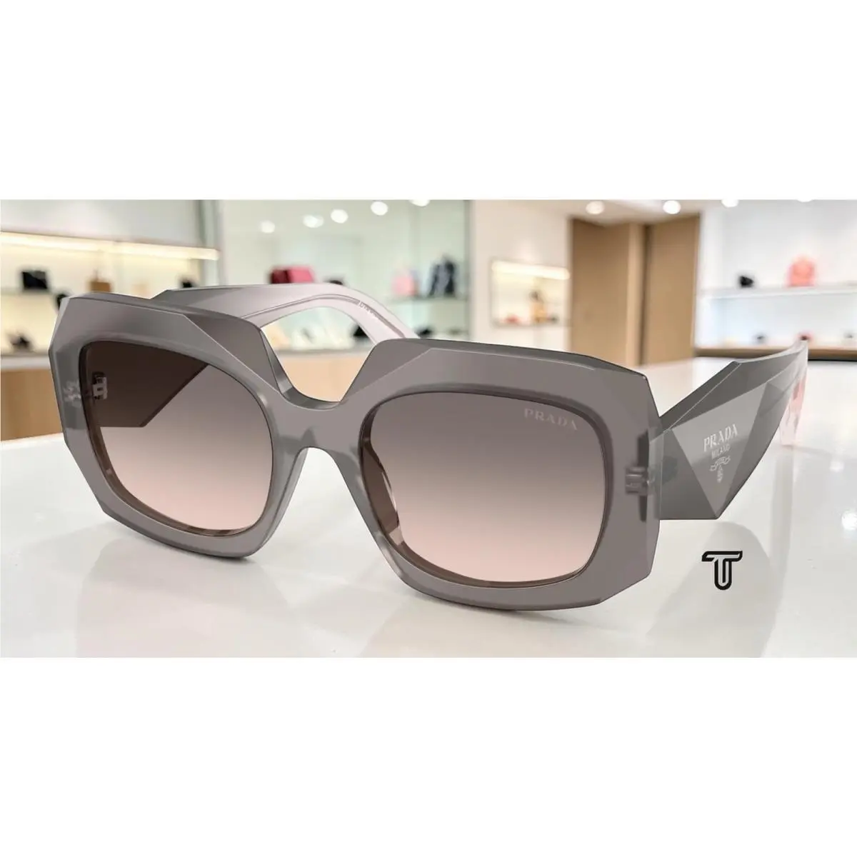 Prada PR B23SF 20F70S Grey Pink Gradient Grey 55 mm Women`s Sunglasses