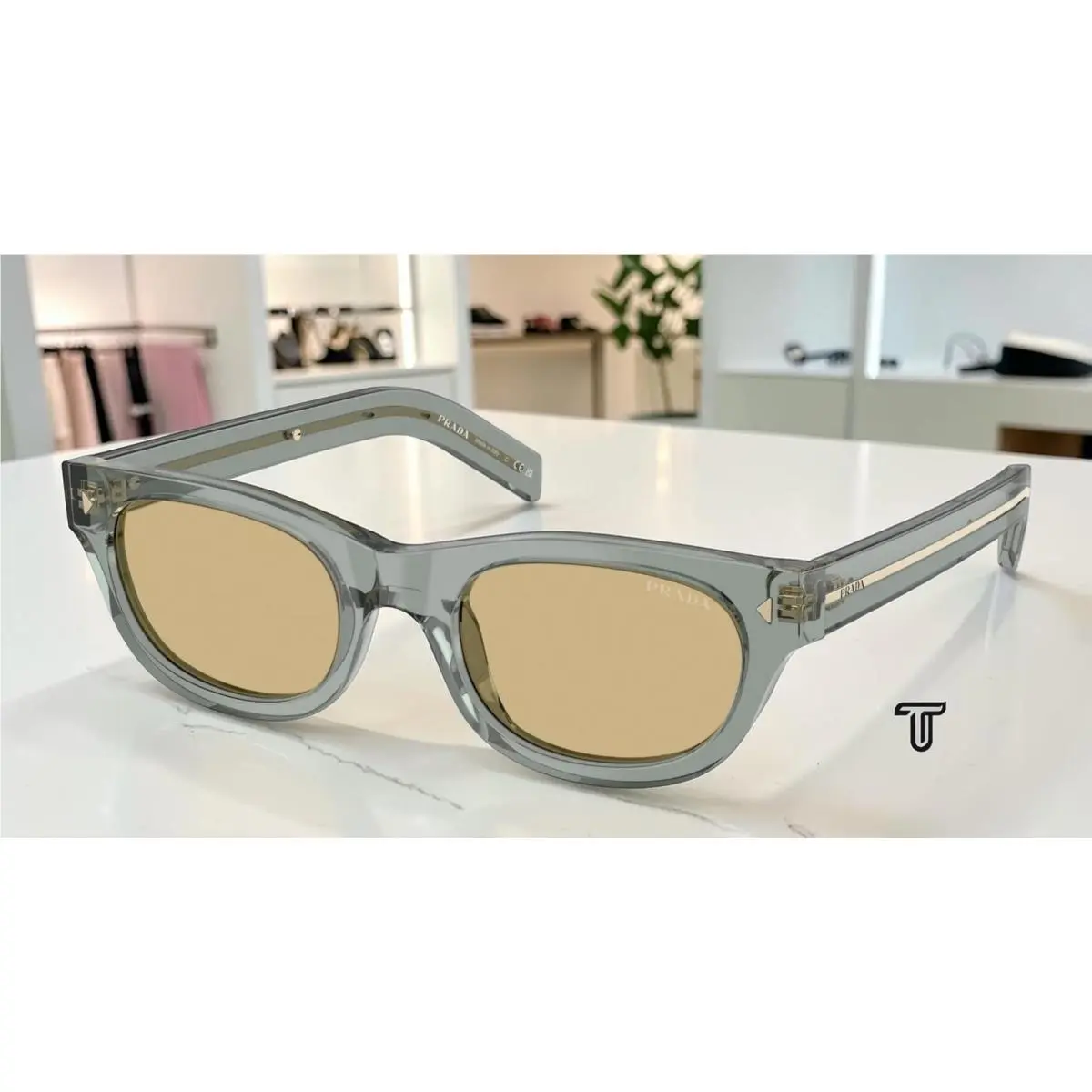 Prada PR C09S 21J70R Transparent Fog Light Brown 51 mm Men`s Sunglasses