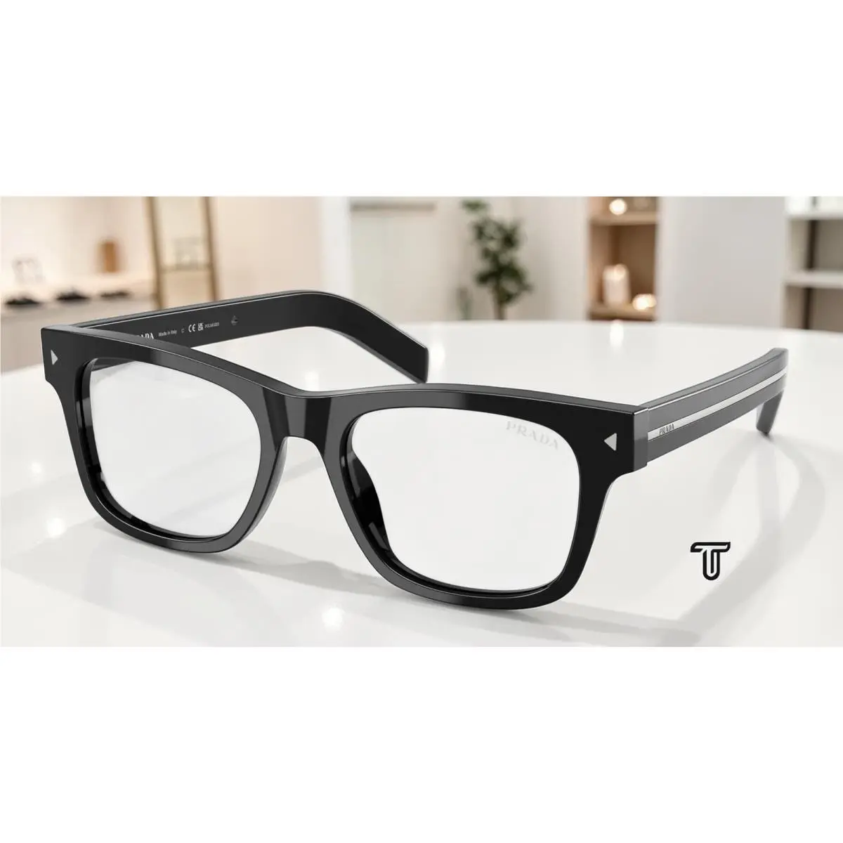 Prada PR A17SF 16K60K Black Clear Blue Violet Light Filter 55mm Men`s Sunglasses