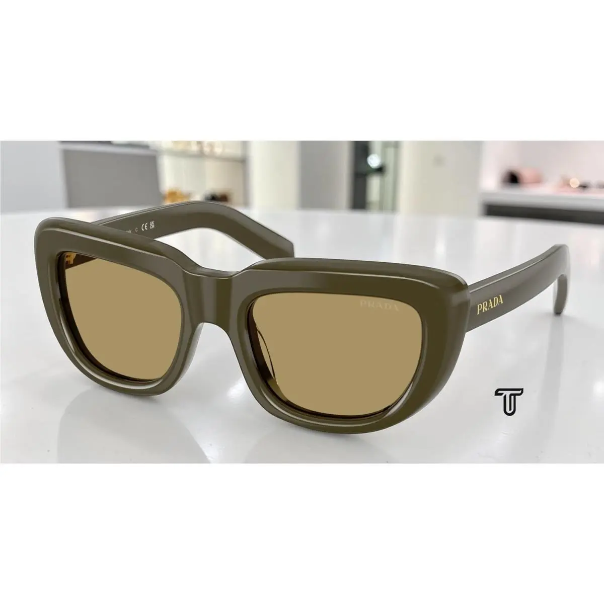Prada PR D07S 26J70G Laurel Green Olive 53 mm Women`s Sunglasses