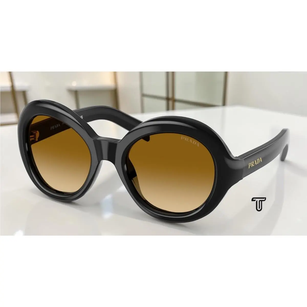 Prada PR D08SU 16K10X Black Yellow Gradient Light Brown 53 mm Women`s Sunglasses