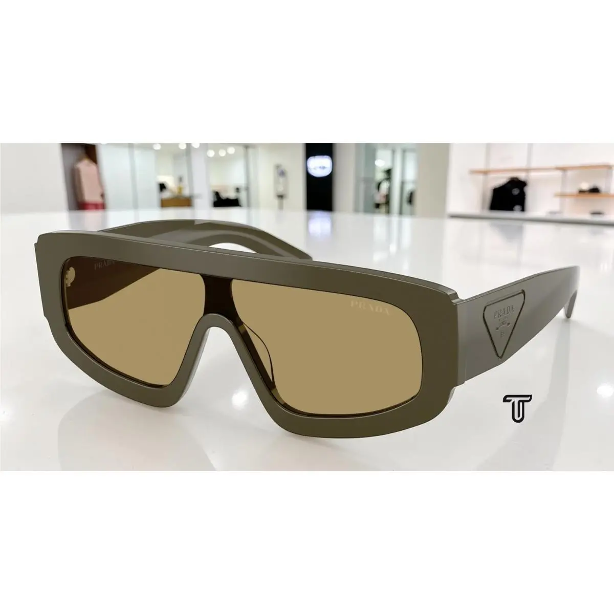 Prada PR D10S 26J70G Laurel Green Olive 24 mm Men`s Sunglasses