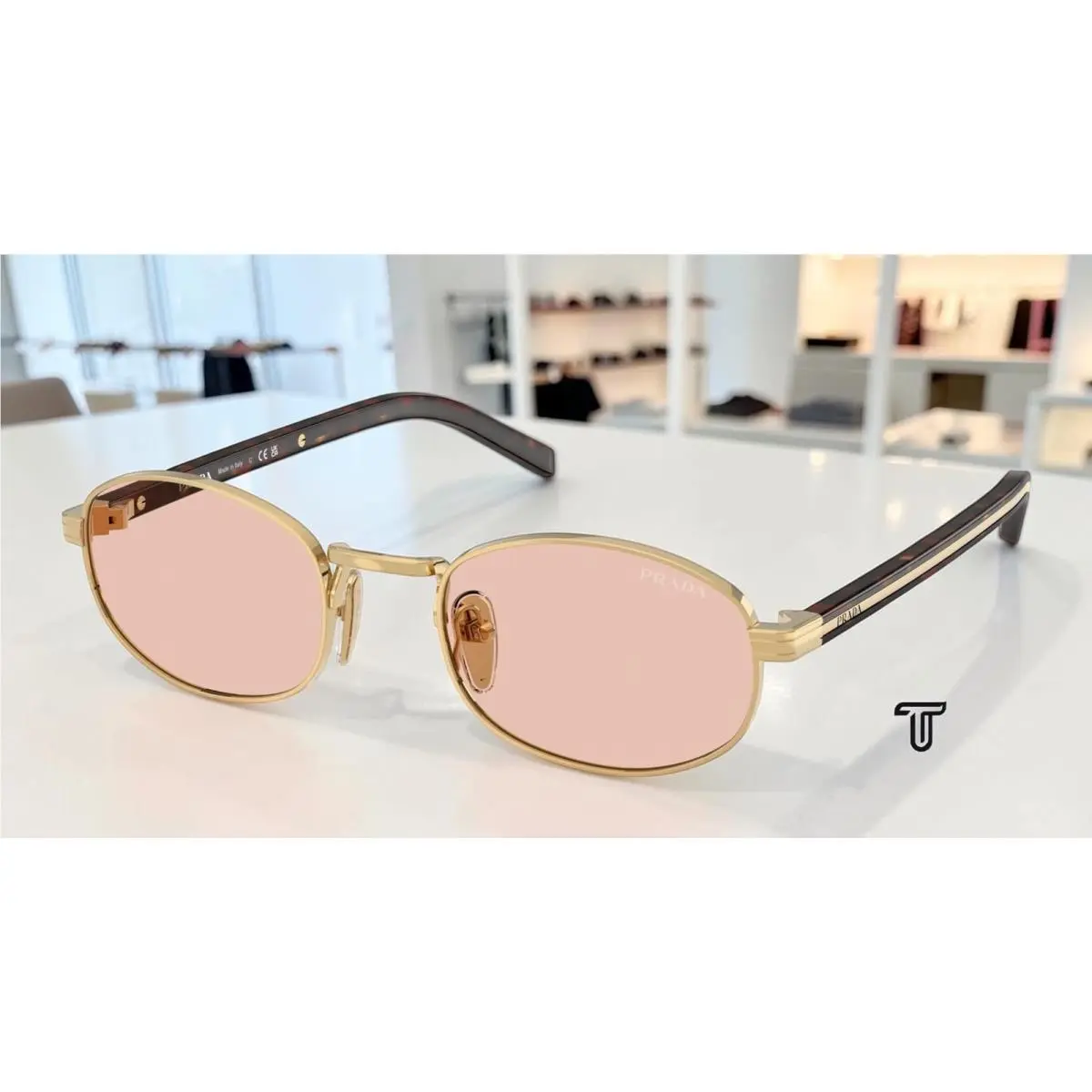 Prada PR B53S 5AK50V Gold Pink 52 mm Women`s Sunglasses