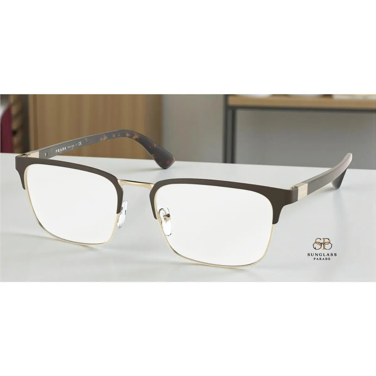 Prada PR 54TV 01U1O1 Heritage Matte Burnished Pale Gold 55 mm Men`s Eyeglasses
