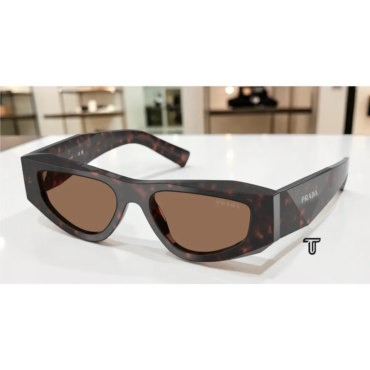 Prada PR B19SF 17N06B Root Tortoise Dark Brown 53 mm Men`s Sunglasses