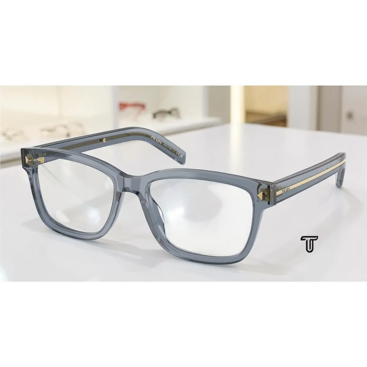 Prada PR B10V 17T1O1 Transparent Ocean Demo Lens 55 mm Men`s Eyeglasses