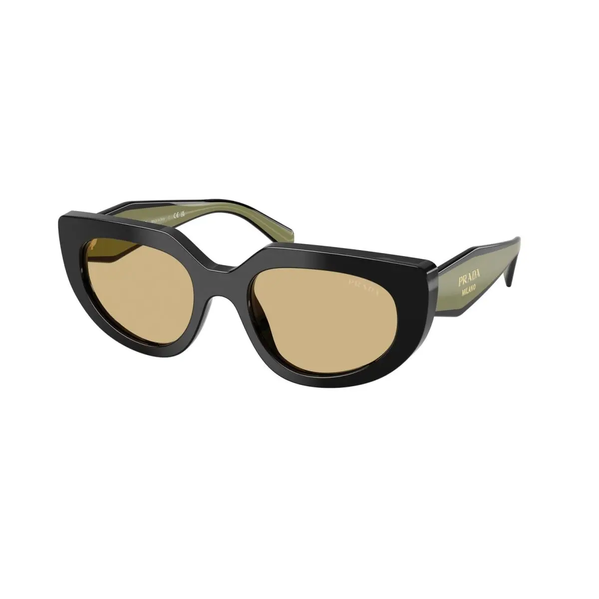 Prada PR D02S 03K10R Black Yellow 53 mm Women`s Sunglasses