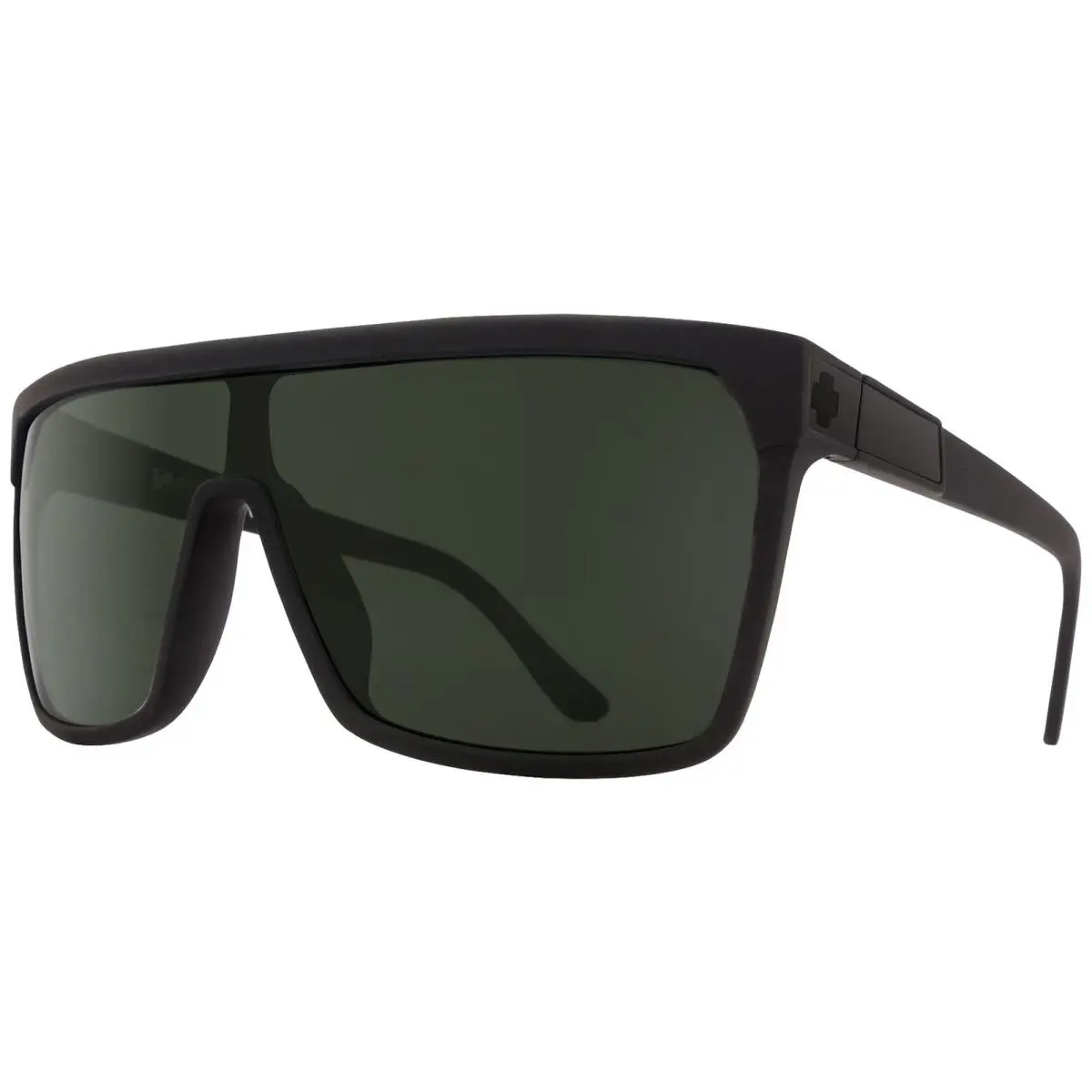 Spy Optic Flynn Matte Black Shield w/ Metal Plaque - 670323973863 - Frame: Black, Lens: Gray, Green