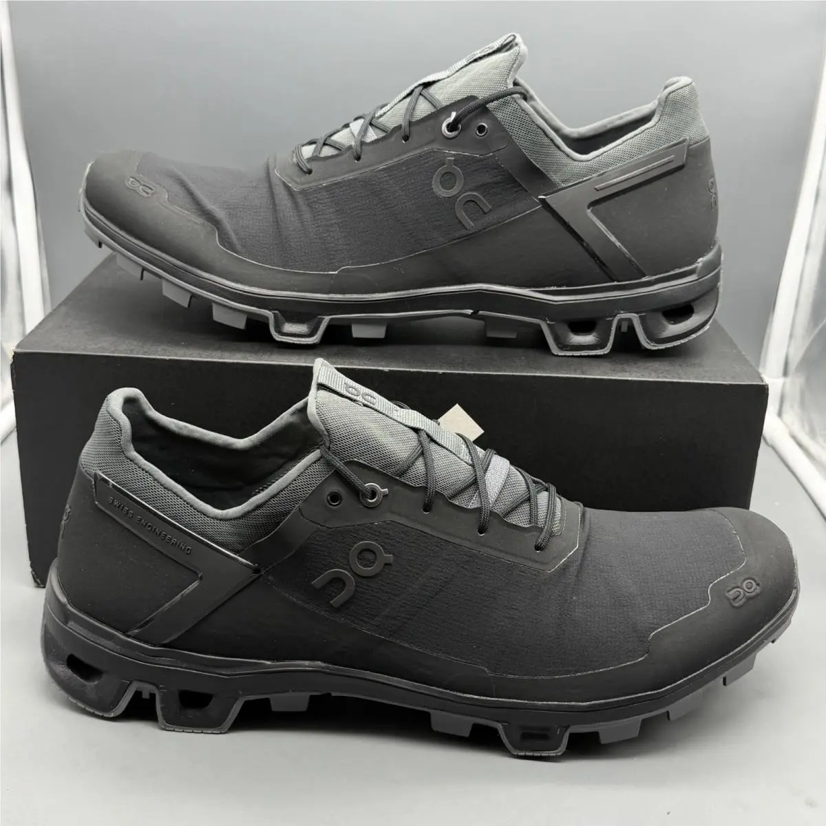 On Running Cloudventure Peak Mens M 14 Black Grey Outdoor Trail Hiking Shoes