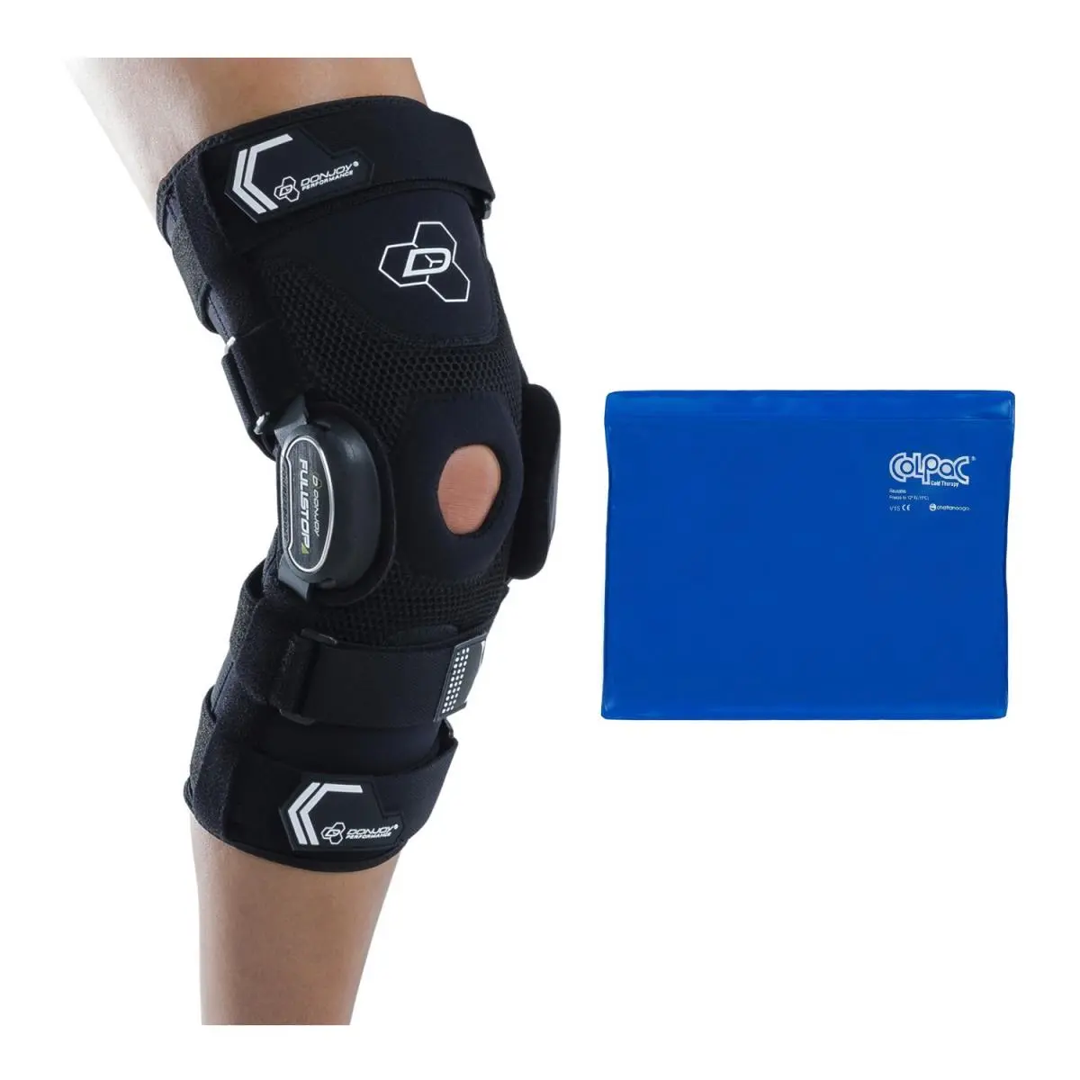 Donjoy Performance Bionic Fullstop Knee Brace Black Extra Large and Ice Pack