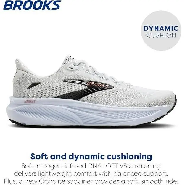 Brooks shoes - Brooks Ghost 18 - Ghost - 1204821B-105 - White, Manufacturer: White/Black/Rose Gold 8