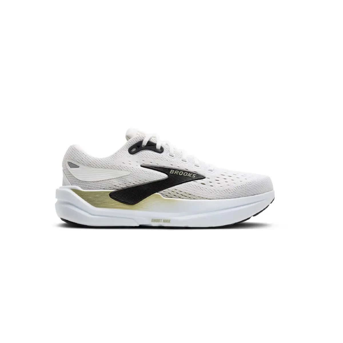 Men`s Brooks Ghost Max 3 Running Shoes - Bright White/tea/black - Bright White/Tea/Black