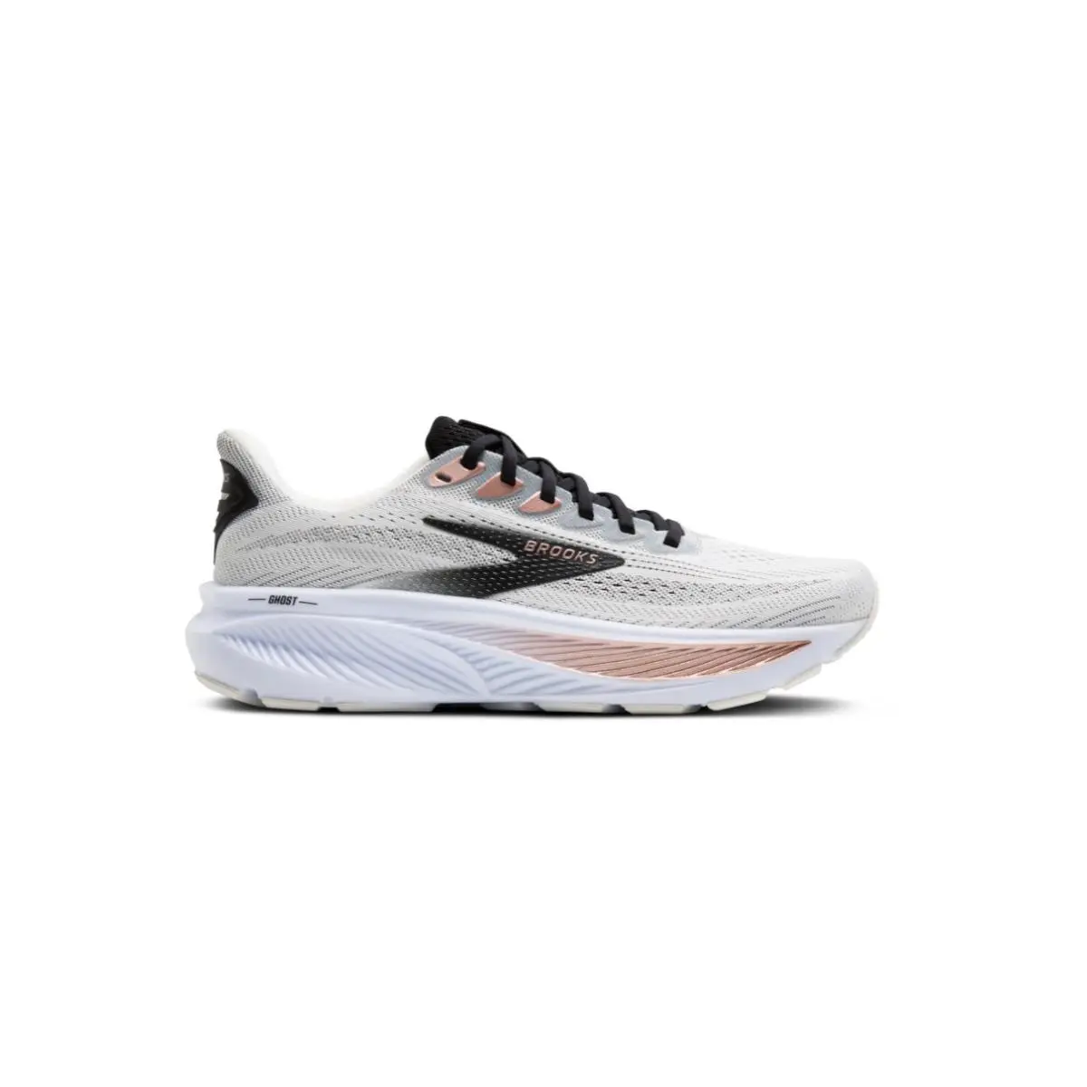 Women`s Brooks Ghost 17 Running Shoes - White/black/rose Gold - Black