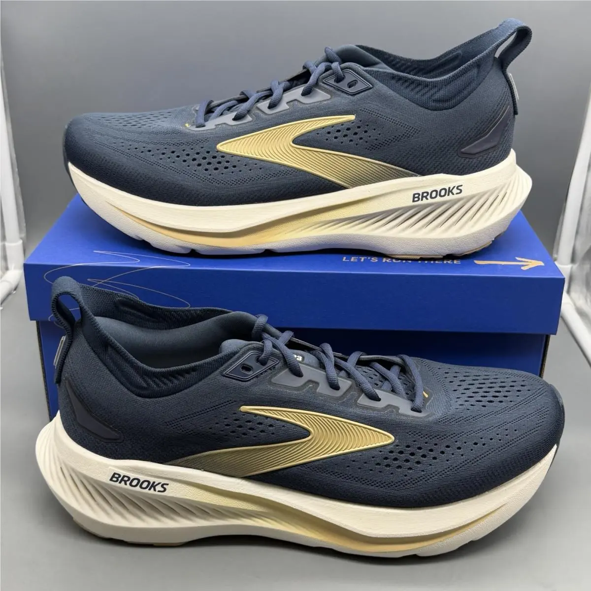Brooks Glycerin 23 Men’s 10 D Running Shoes Walking Gym Sneakers Blue Gold