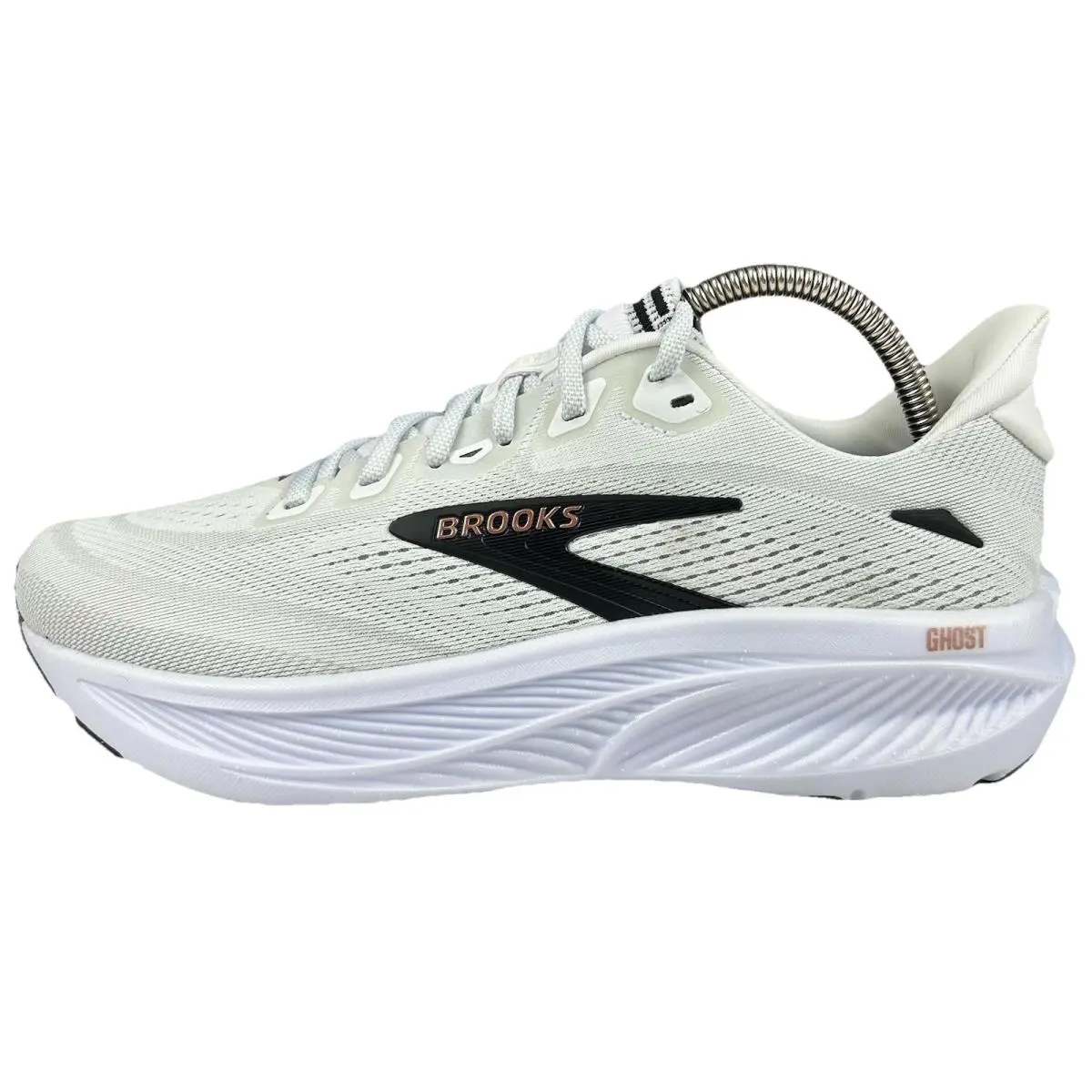 Brooks Ghost 18 Women`s 10.5 B Running Training Gym Shoes White Black Rose Gold