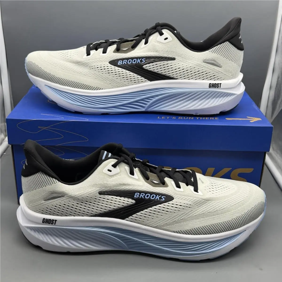 Brooks Ghost 18 Mens Size 14 D Running Training Gym Shoes White Black Blue