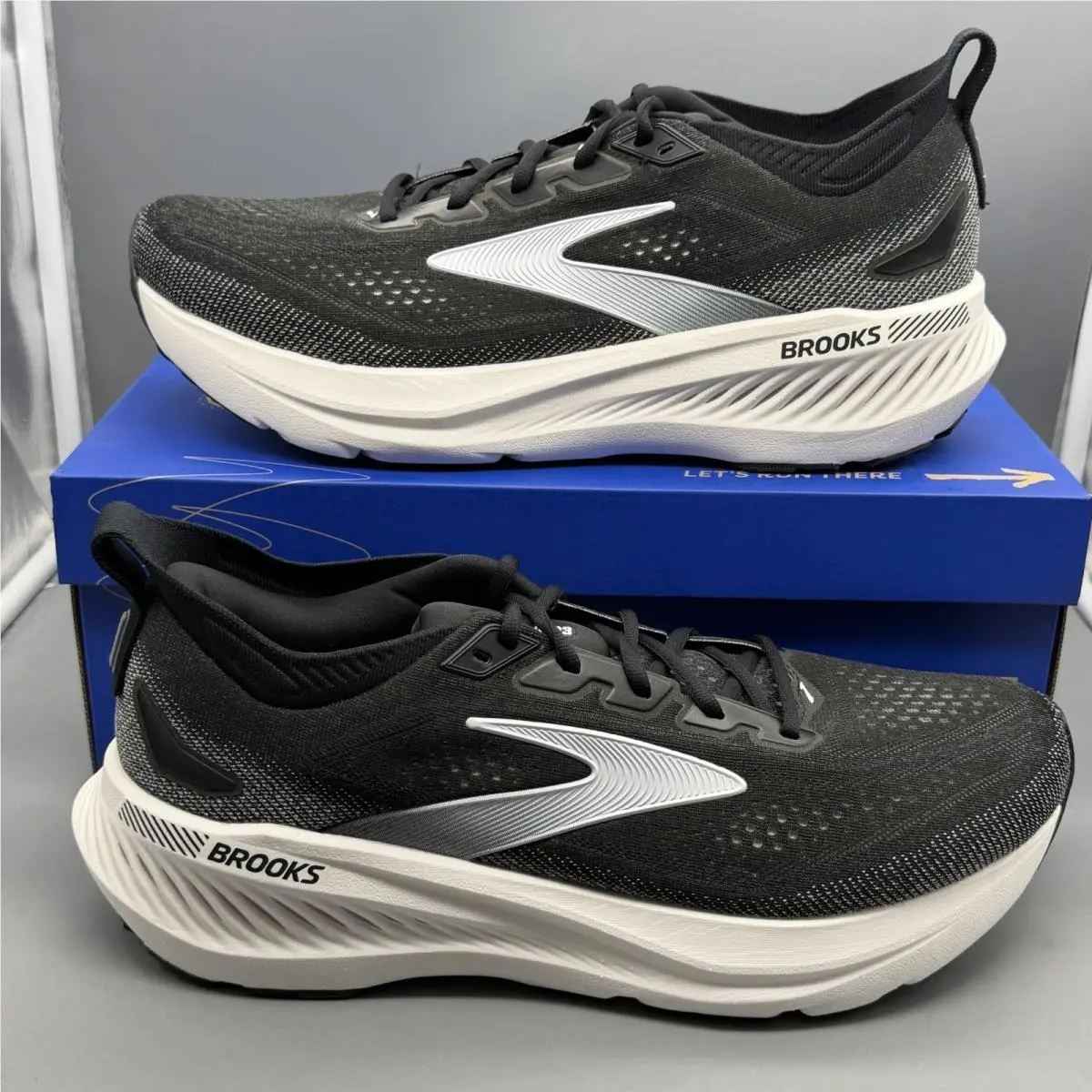 Brooks Glycerin Gts 23 Men 11.5 D Running Shoes Walking Gym Sneakers Black White