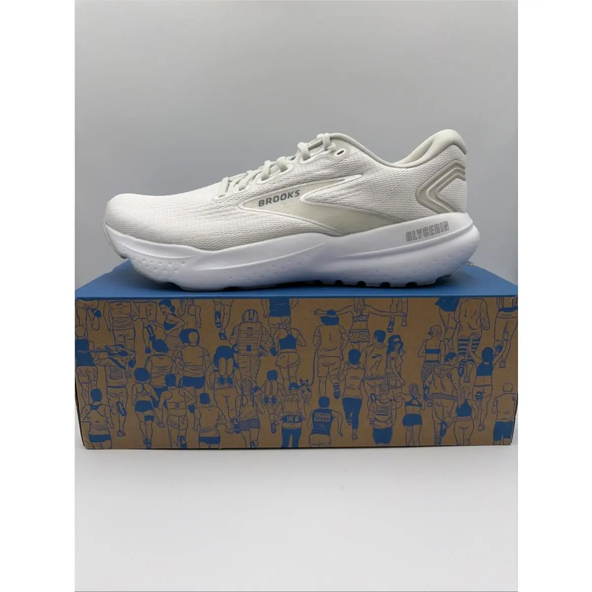 Brooks Glycerin 21 Mens Size 12.5 White Athletic Running Walking Shoes Sneakers