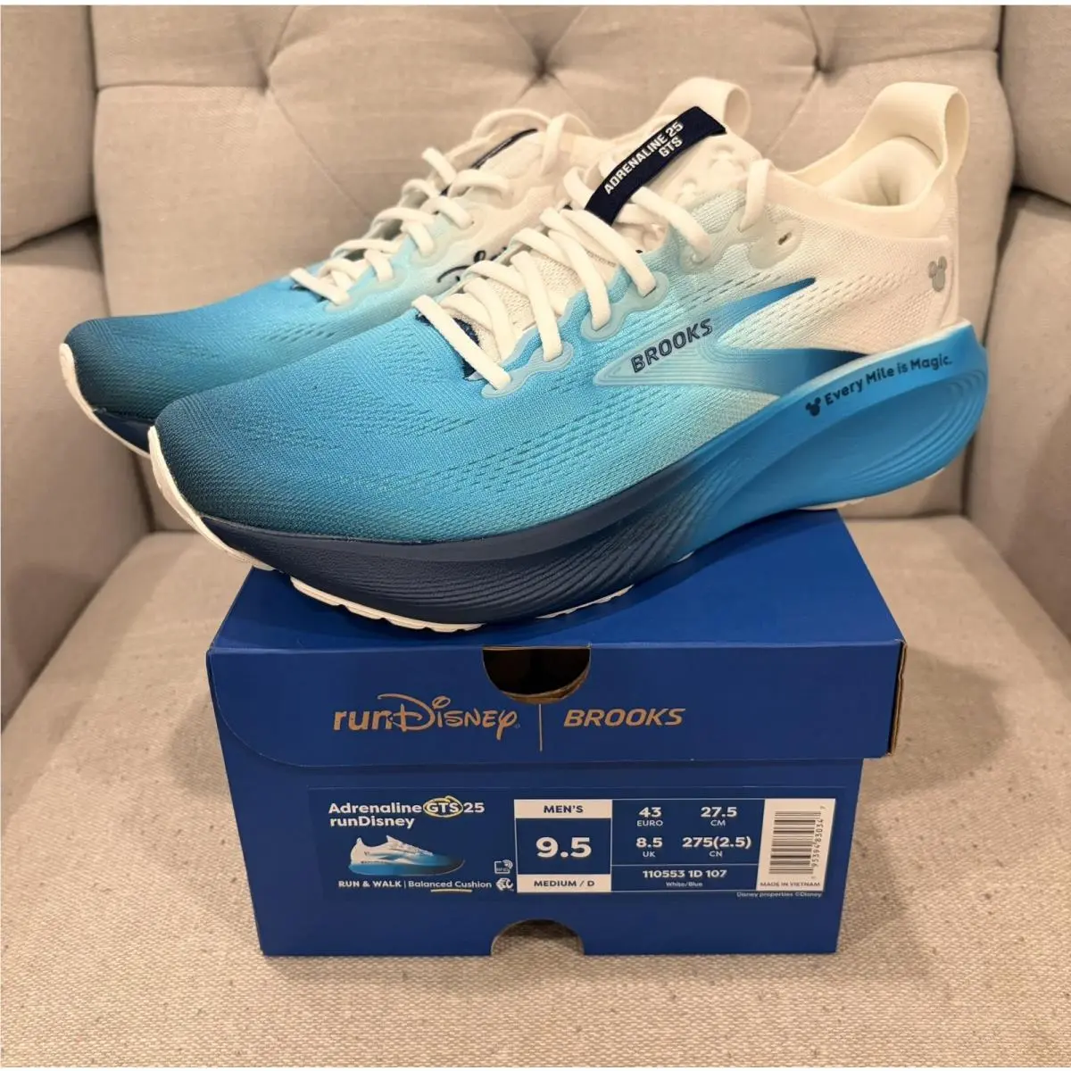 Brooks Run Disney Adrenaline Gts 25 Mens Size 9.5 2026 Limited Edition