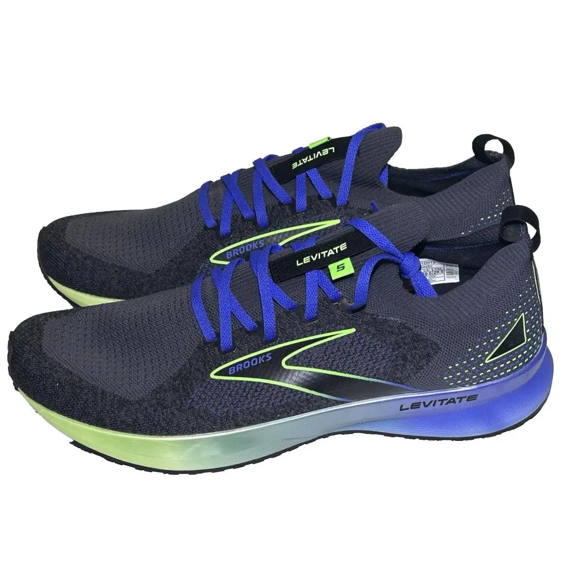 Brooks Mens 11.5 Levitate Stealthfit 5 Neutral Running Shoe Ebony/gecko/dazzling