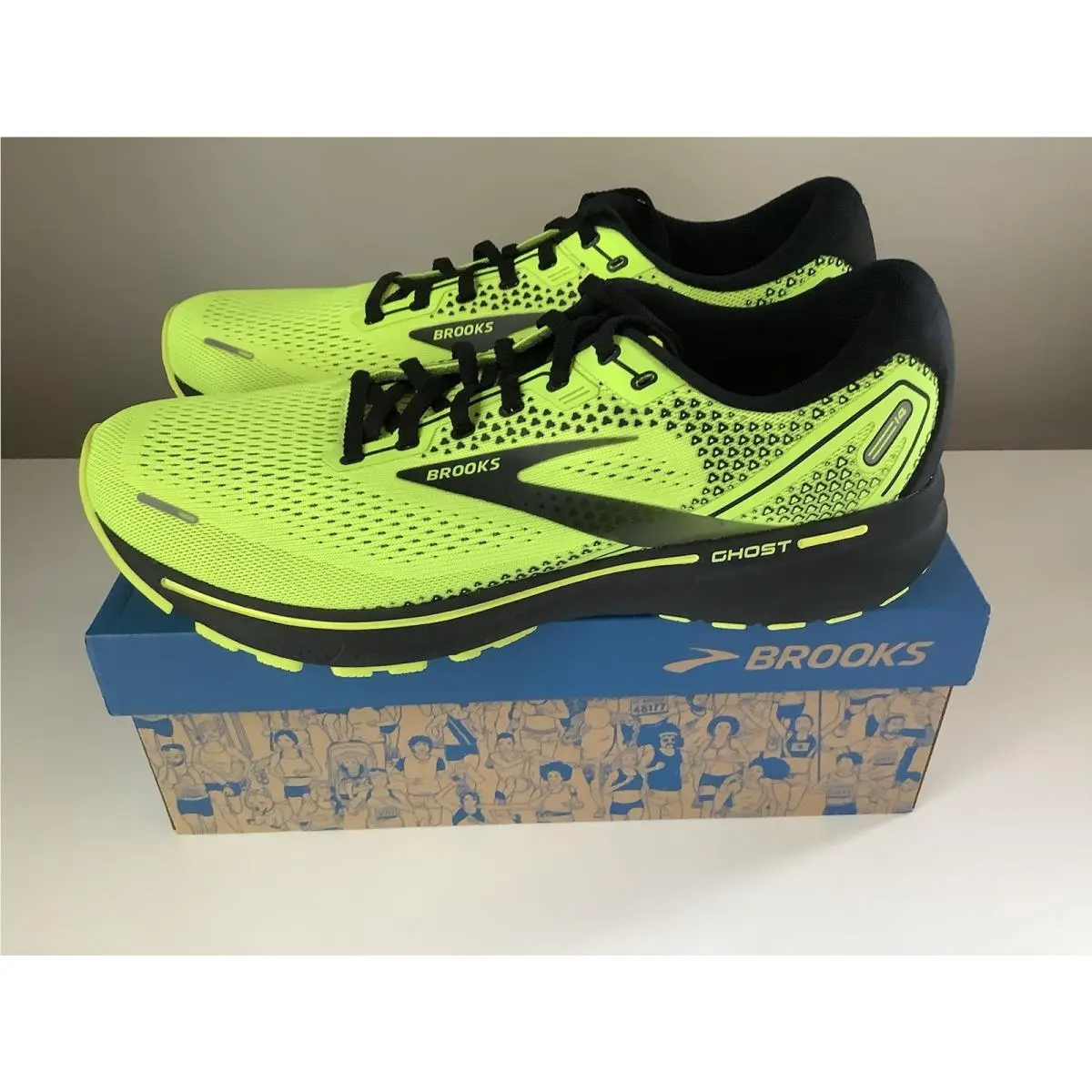 Brooks Ghost 14 Men’s Running Shoes - Neon Yellow/black - Sz 11.5