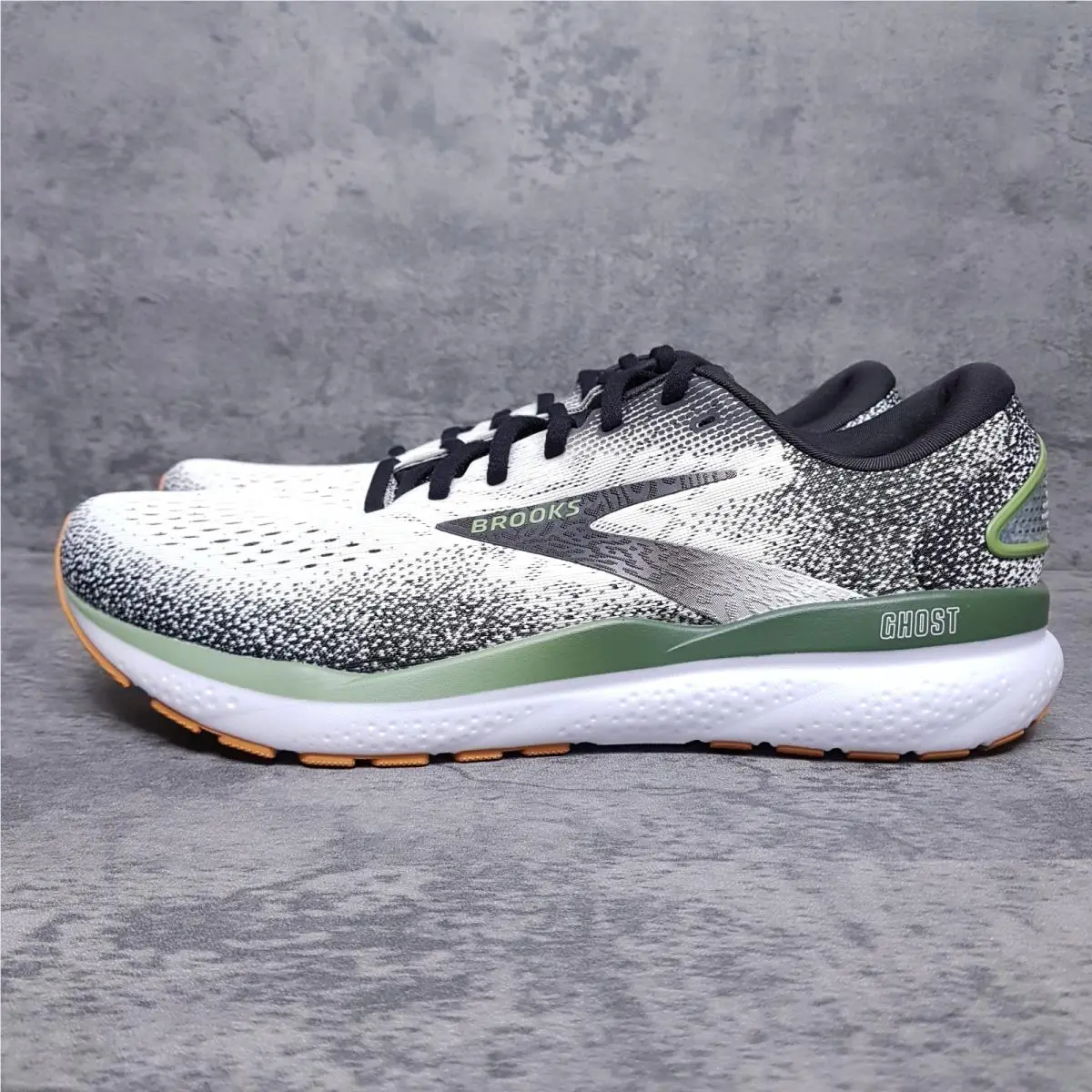 Brooks Ghost 16 Running Shoes Mens Size 8 D White Black Green
