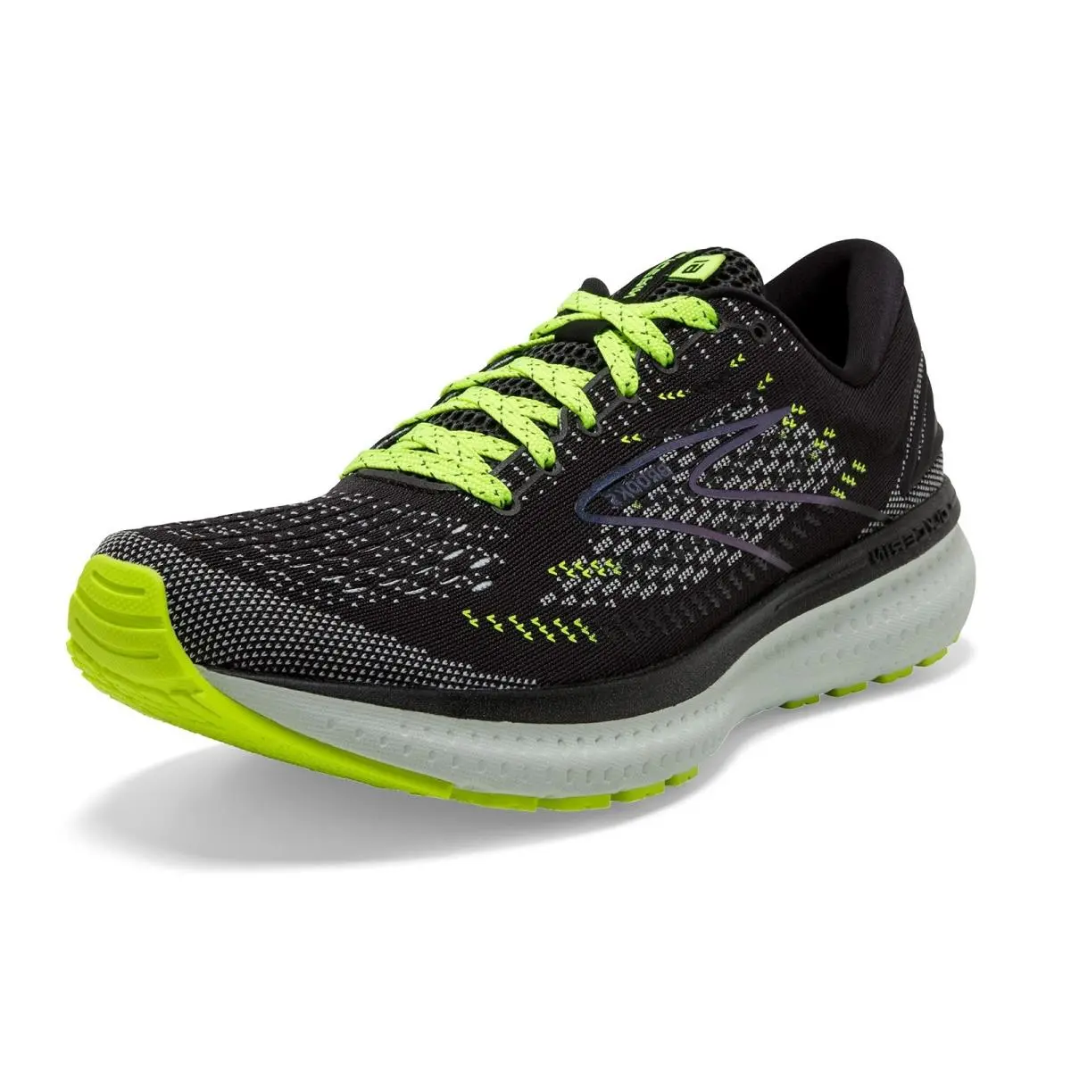 Size 9.5 Brooks Men`s Glycerin 19 Neutral Running Shoe Black/nightlife/spa Blue