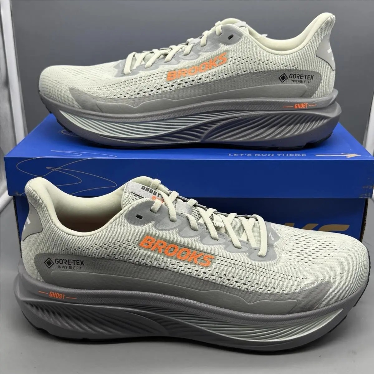 Brooks Ghost 17 Gtx Mens Size 12.5 D Waterproof Running Shoes Grey Orange