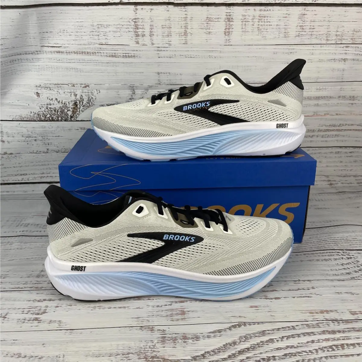 Brooks Ghost 18 Mens 14 D Running Shoes White Black Open Air