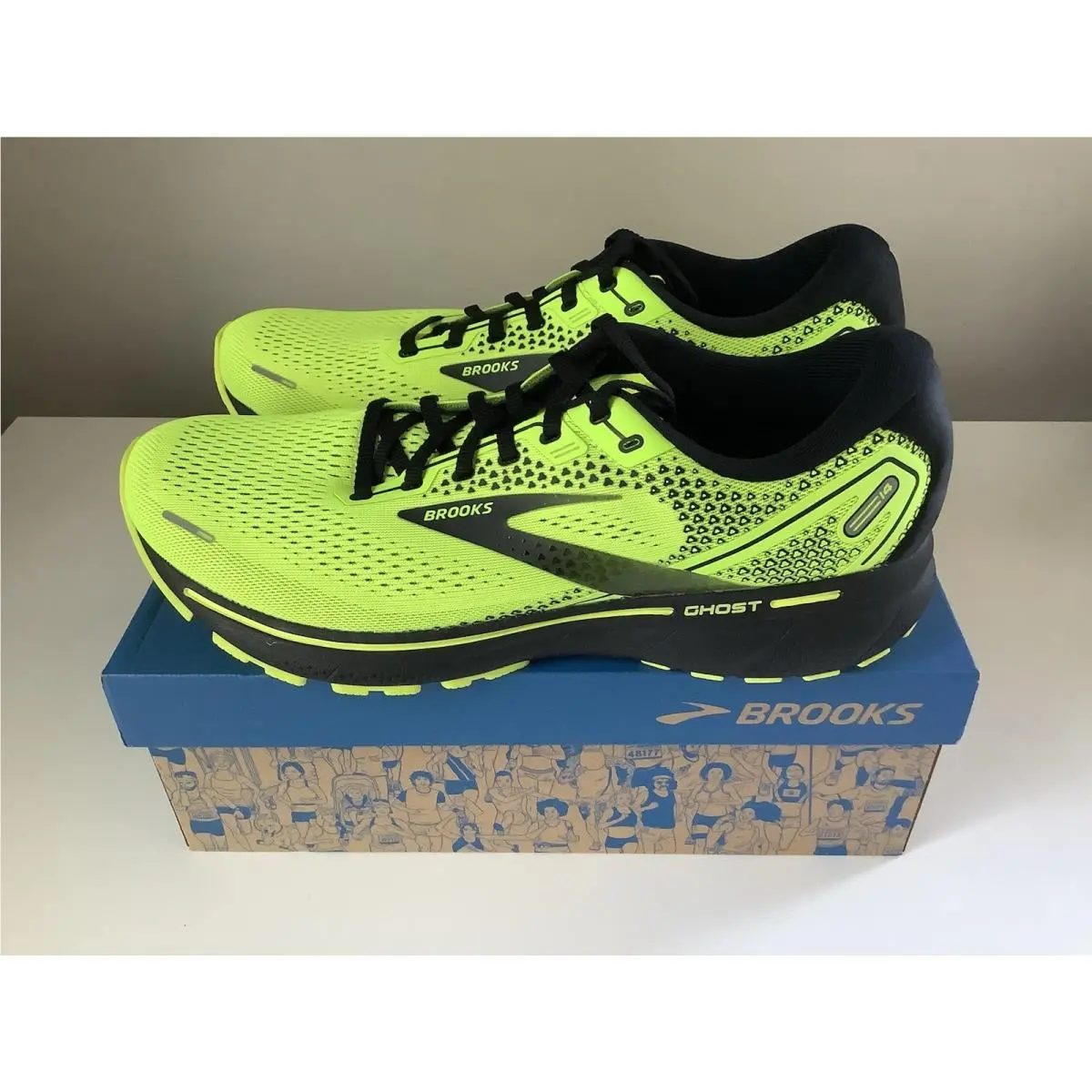 Brooks Ghost 14 Men’s Running Shoes - Neon Yellow/black - Sz 11.5