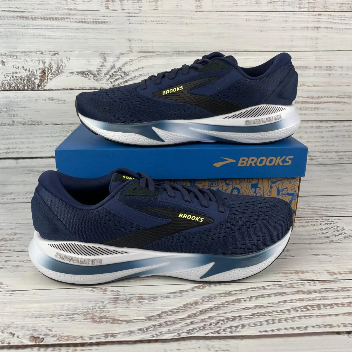 Brooks Adrenaline Gts 24 Mens 9.5 D Running Shoes Navy Black Green
