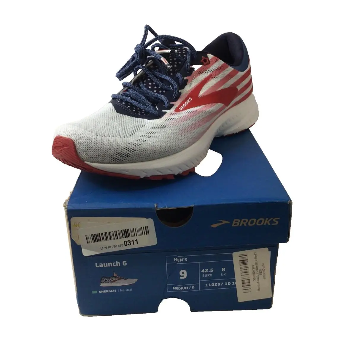 Brooks Launch 6 Mens Running Shoes Energize Patriotic Print Size 9