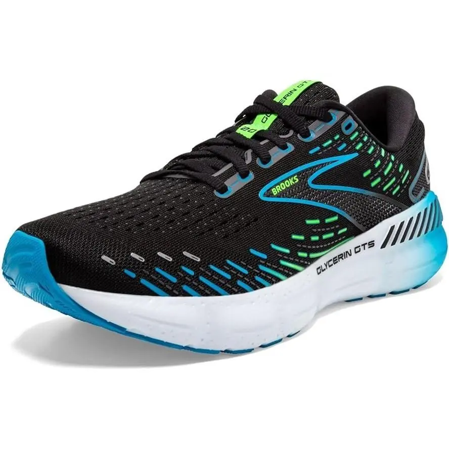 Brooks Men`s Glycerin Gts 20 Running Shoe - Black/hawaiian Ocean/Green-11 - Black