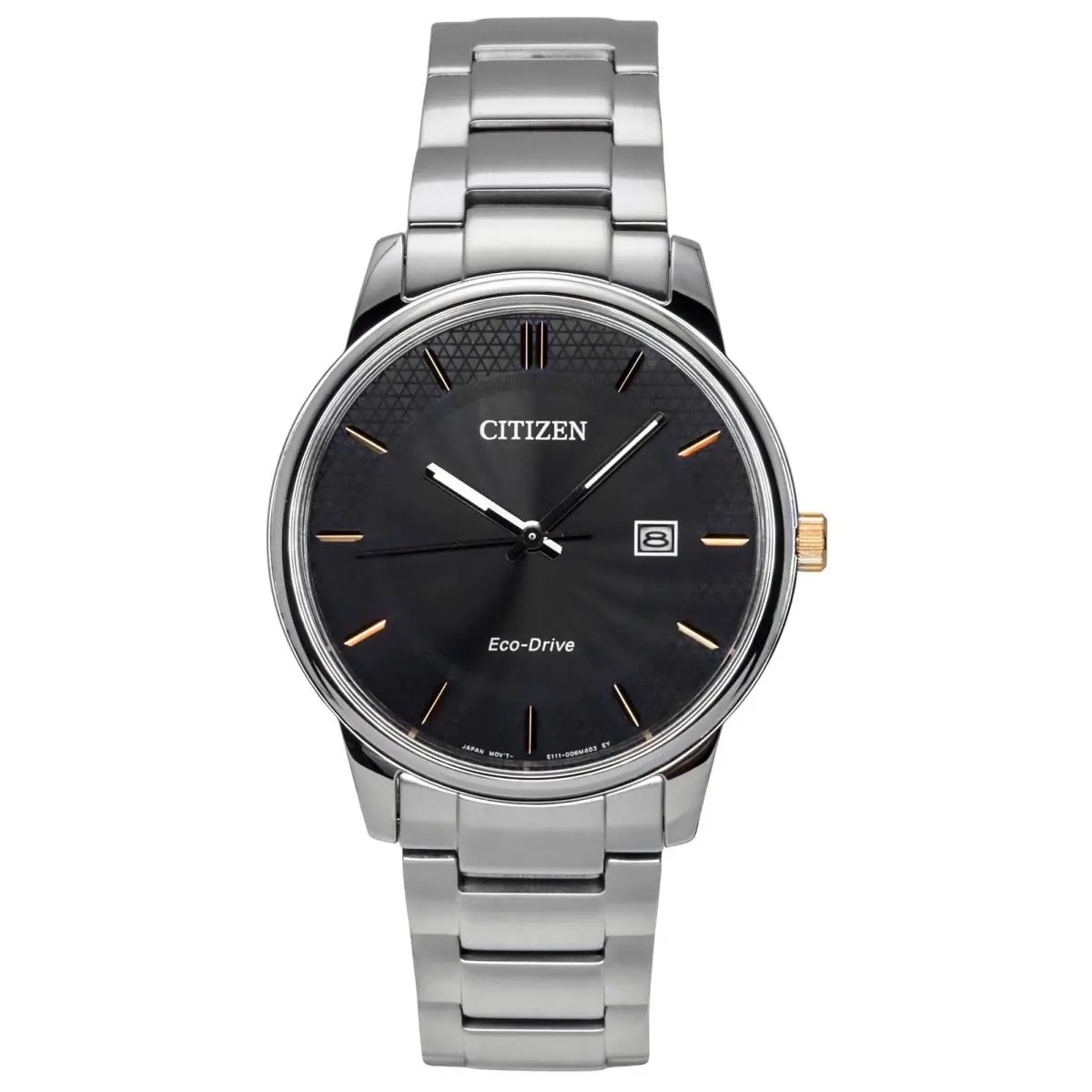 Citizen Eco-drive Stainless Steel Black Dial Date BM6977-70E 50M Men`s Watch