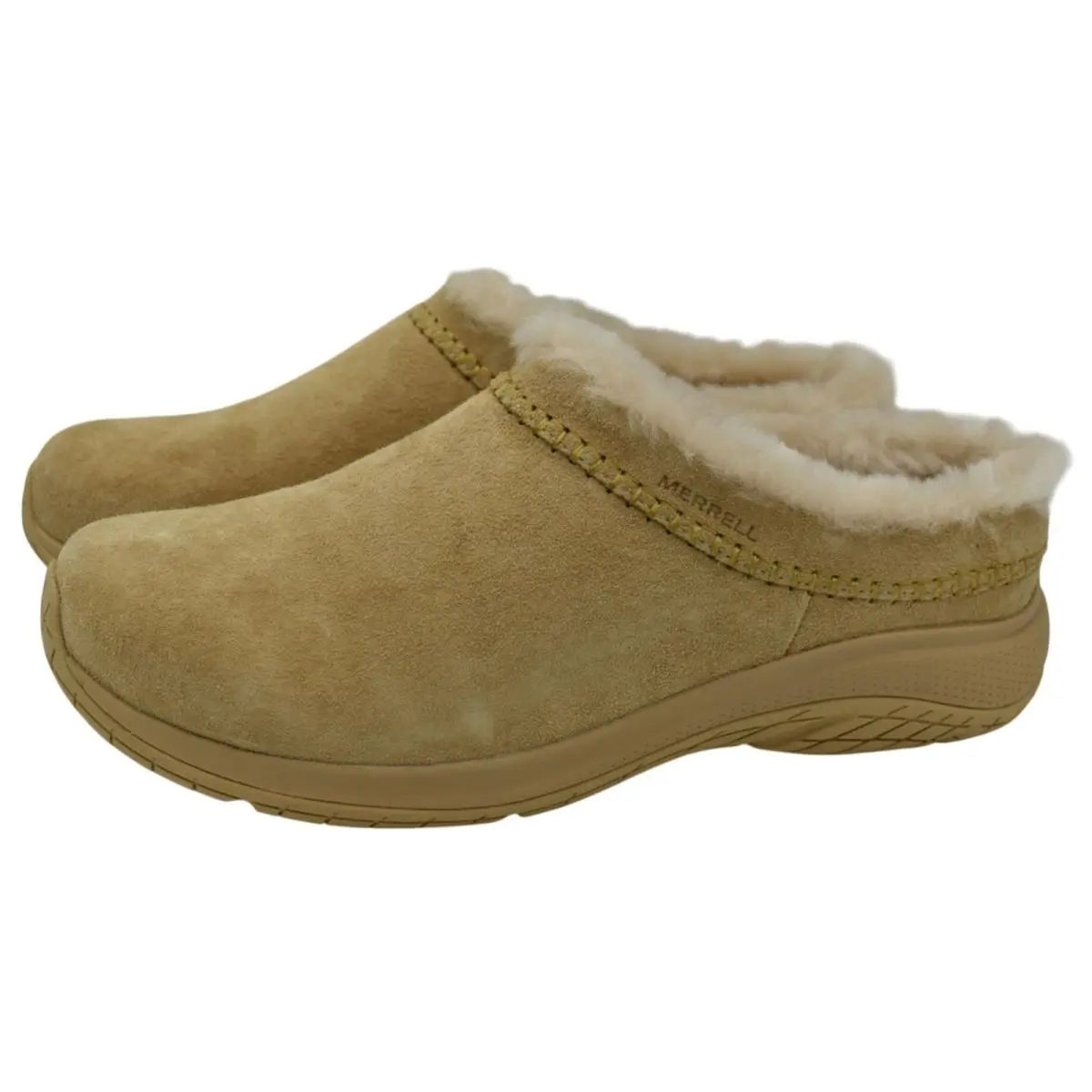 Merrell Womens Size 10.5 Encore Ice 5 Tan Suede Moc Slip On Mules Clogs Shoes