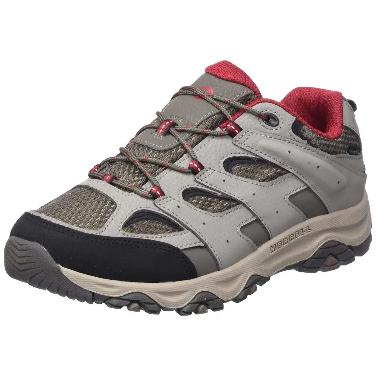 Merrell Unisex Kid`s Moab 3 Low Waterpoof Hiking Shoe Boulder/red 5 Medium