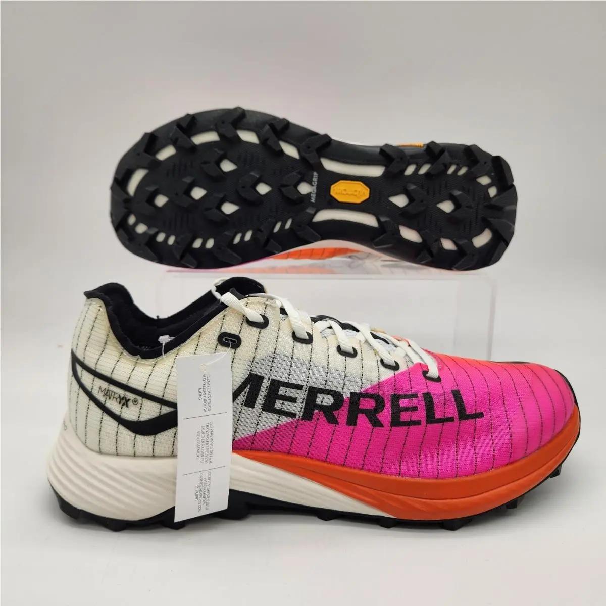 Mens Size 8 Merrell Mtl Long Sky 2 Matryx White Pink Trail Running Shoes J068059