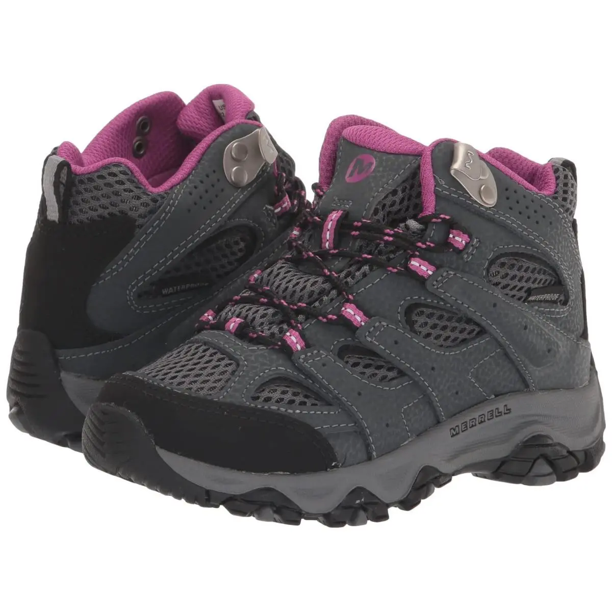 Merrell Unisex Kid`s Moab 3 Mid Waterproof Hiking Shoe Granite/berry 6 Medium