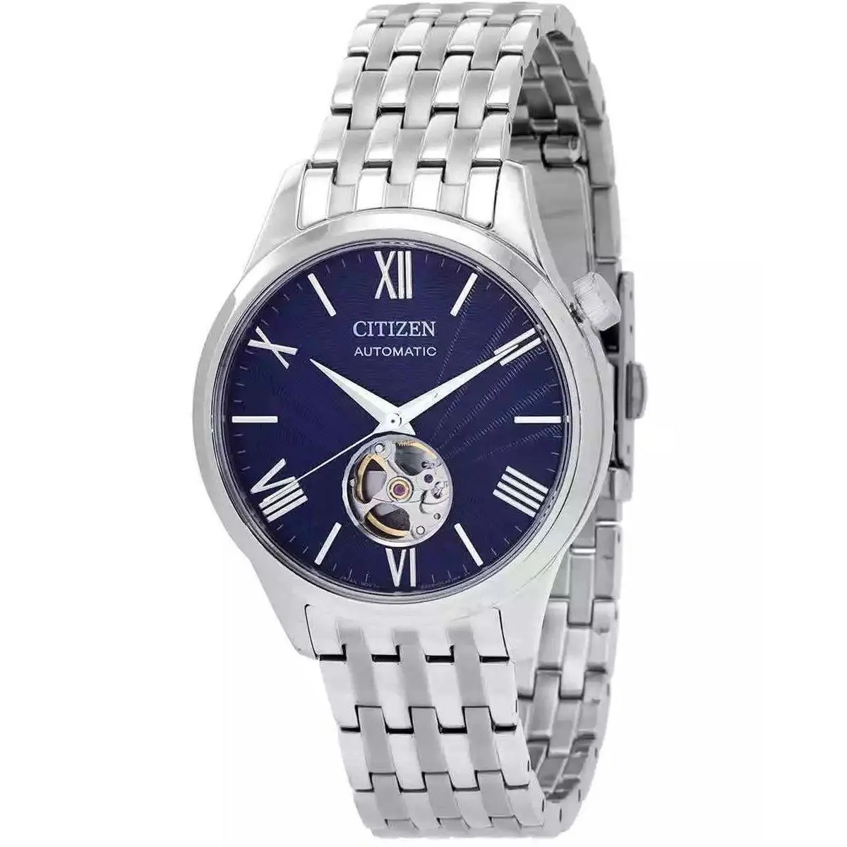 Citizen Stainless Steel Open Heart Blue Dial Automatic NH9130-84L Men`s Watch