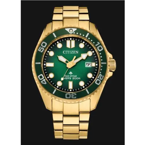 Citizen BN0262-59W Eco-drive Men`s Dive Watch Green Dial 41MM