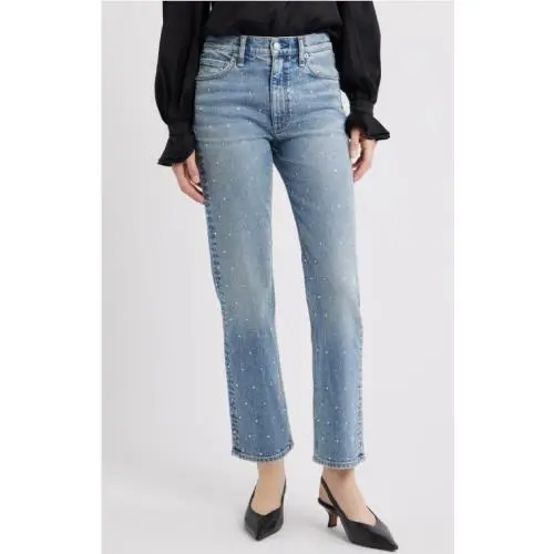 Rag Bone Harlow Mid-rise Ankle Jewel Straight Jean