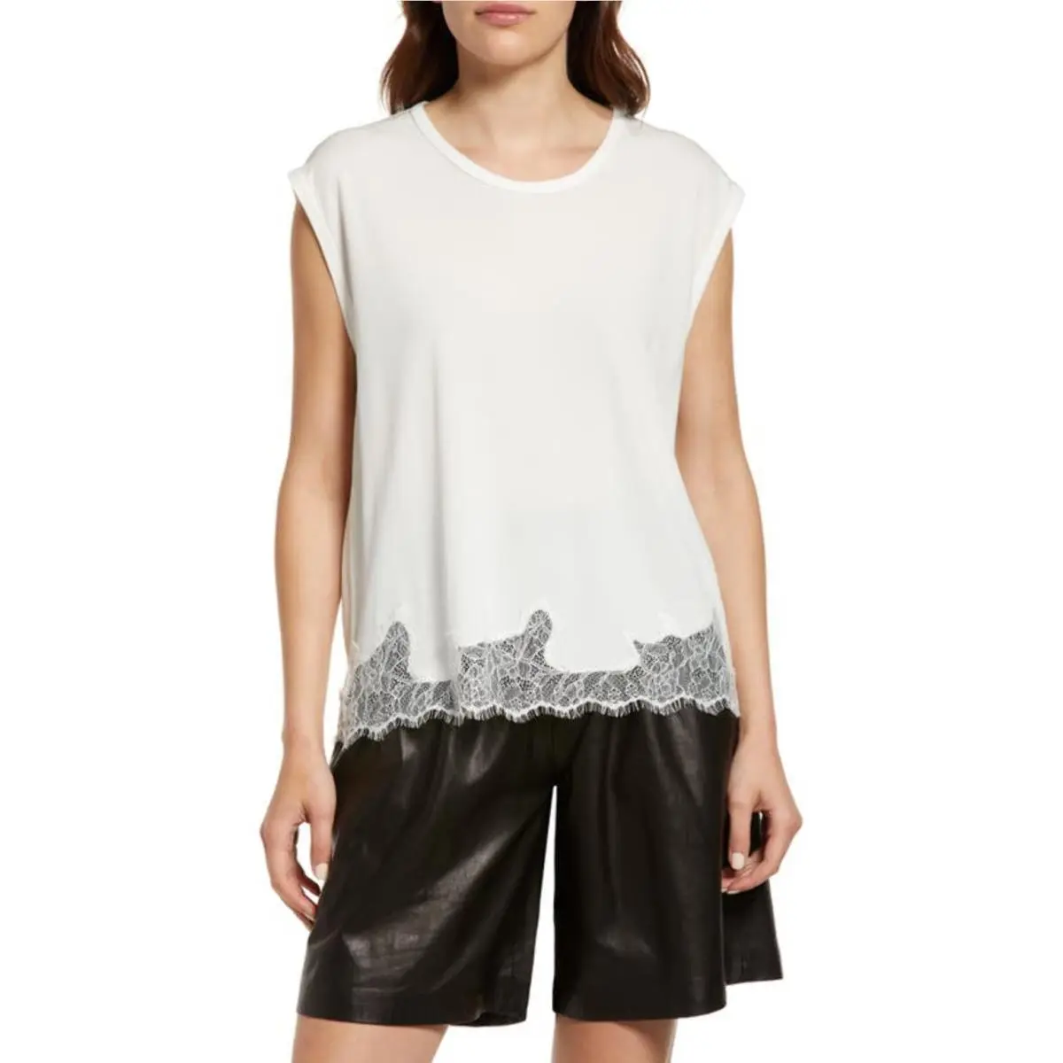 Rag Bone Lace Trim Muscle Tank in White Size Medium