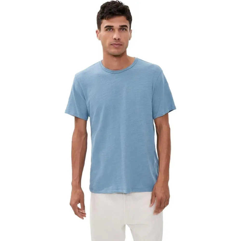 Rag Bone Mens Fog Blue Classic Crew Neck Pull On Short Sleeve Cotton Flame Tee