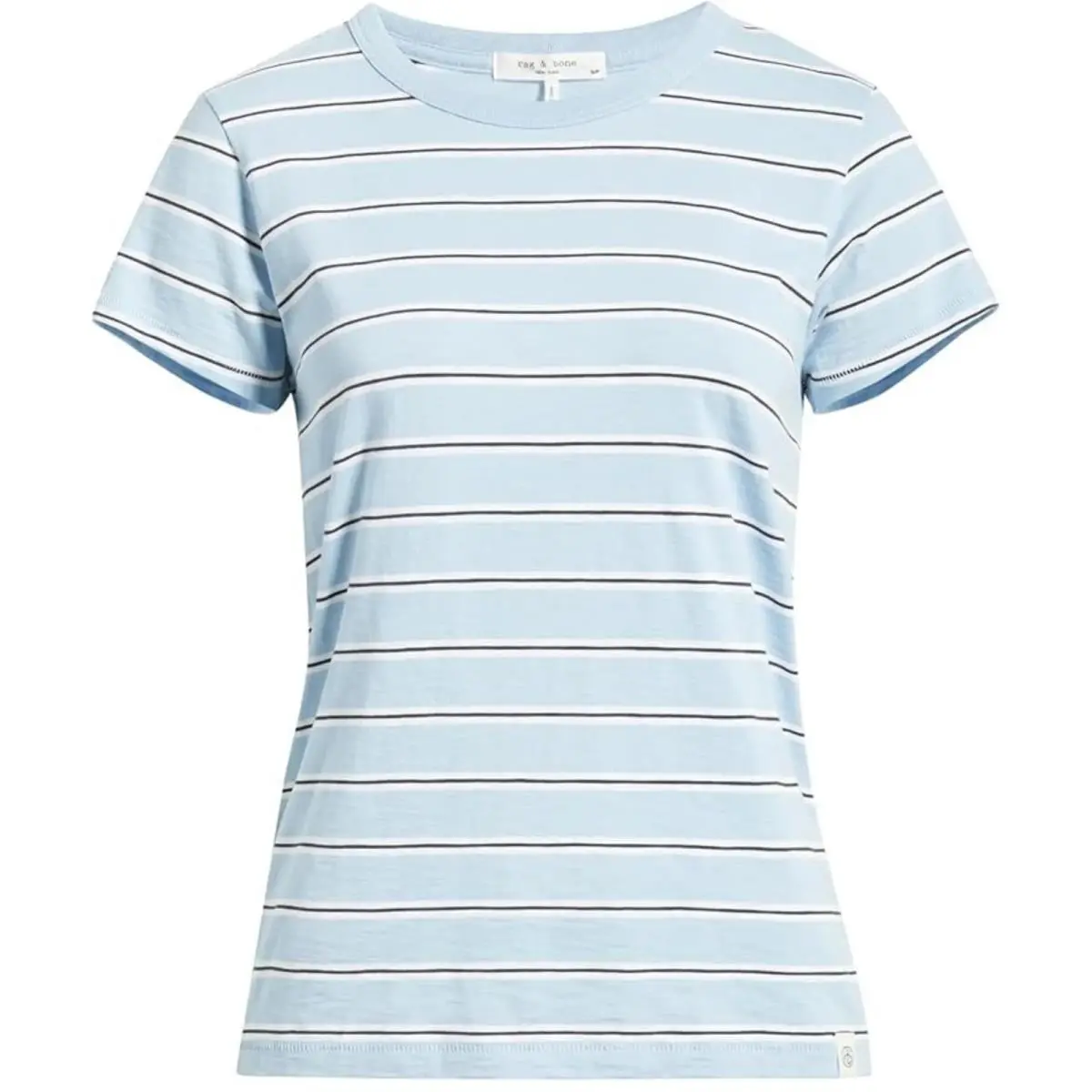 Rag Bone Women`s The Slub Stripe Tee Light Blue Multi