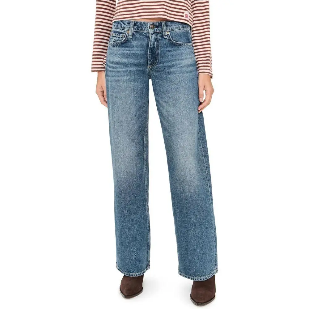 Rag Bone Womens Scarlet Miramar Andi Button Zipper Cotton Wide-leg Jeans