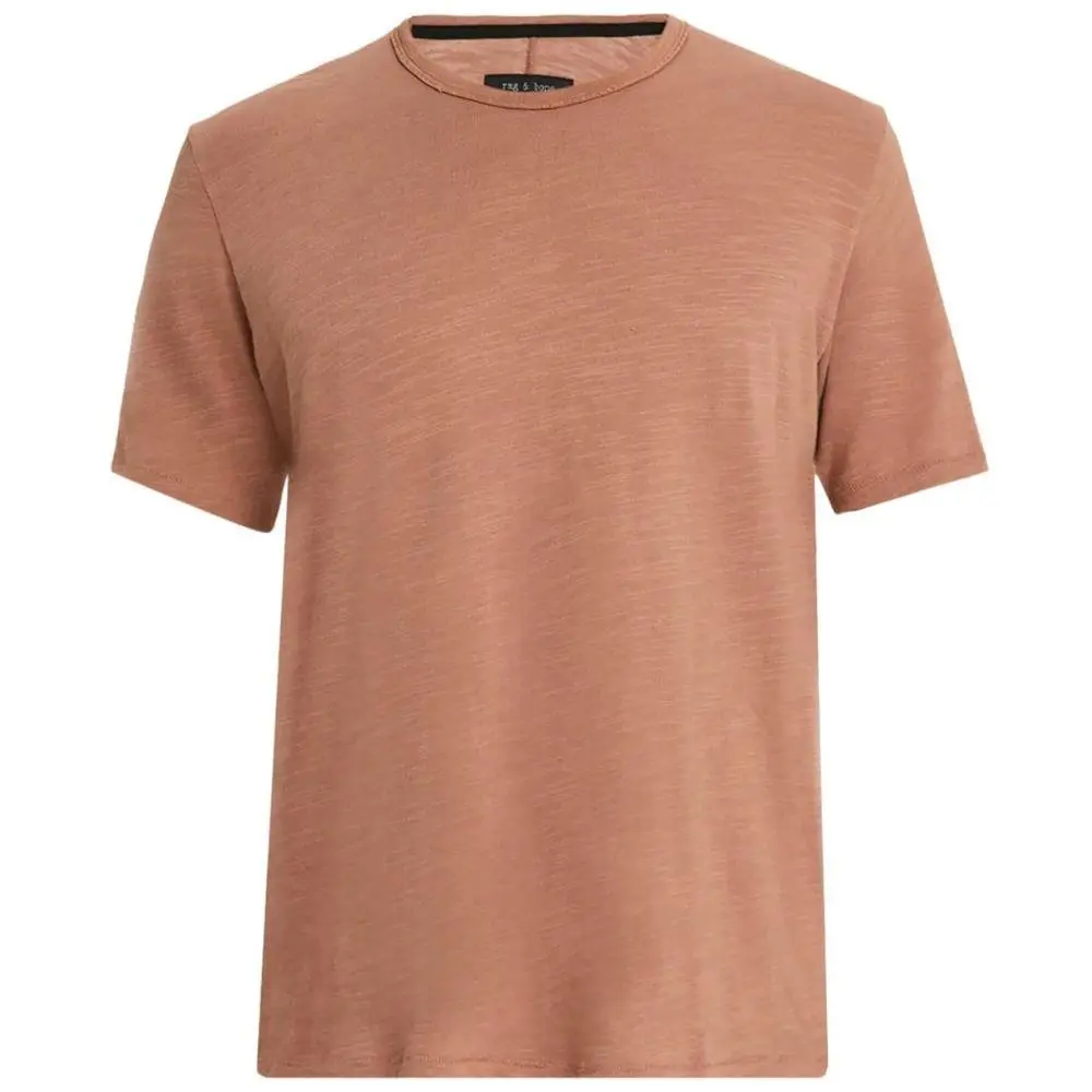 Rag Bone Mens Classic Rust Flame Crew Neck Short Sleeve Pull On Cotton Tee