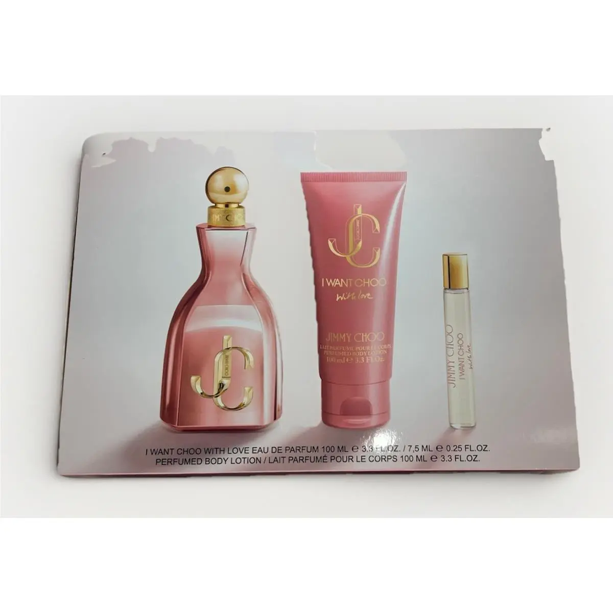 Jimmy Choo I Want Choo with Love 3pcs Set with 3.3+0.25oz Edp+3.3oz B/l
