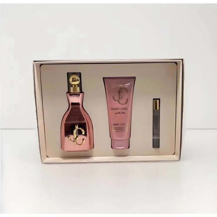 Jimmy Choo I Want Choo with Love 3pcs Set with 3.3+0.25oz Edp+3.3oz B/l